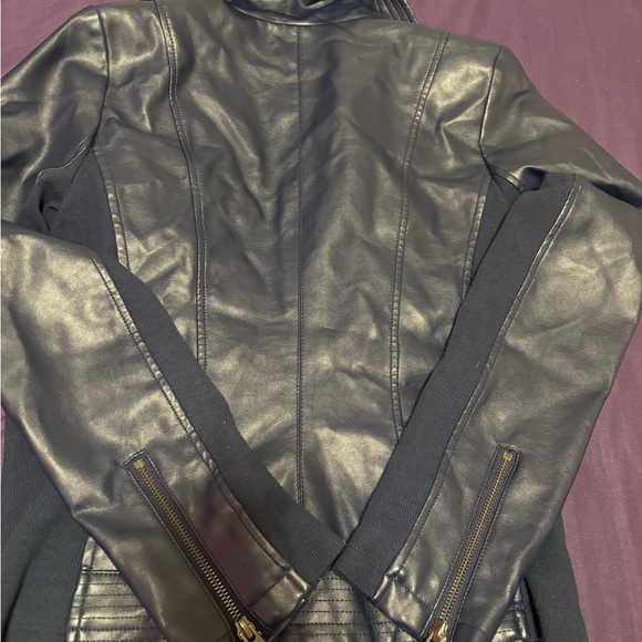 Kenneth Cole Leather Jacket XS never worn Navy blue , brand new - Picture 6 of 6